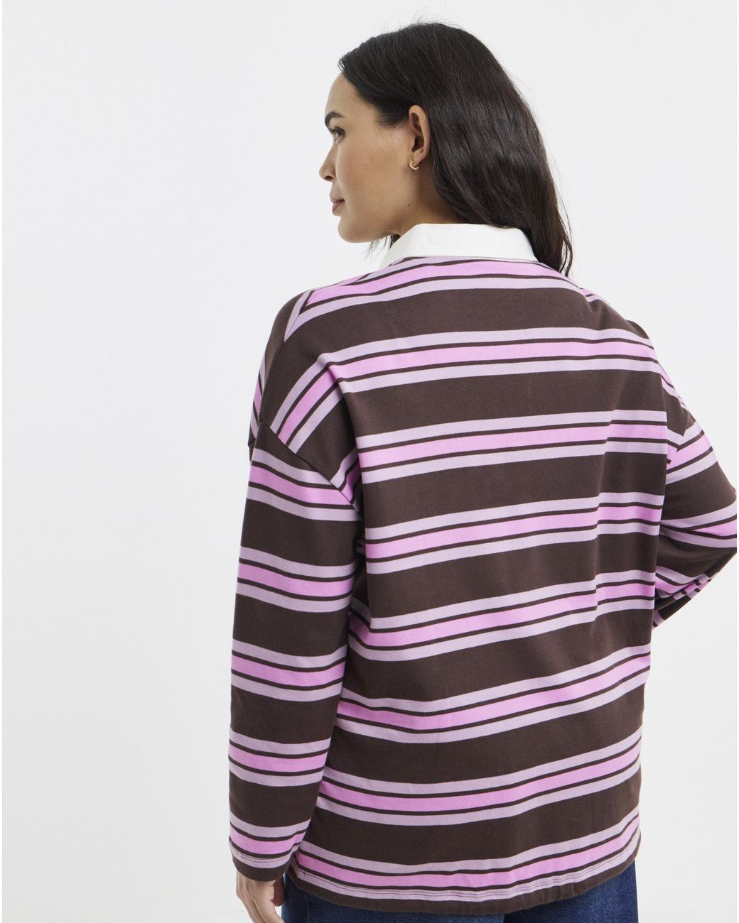 Simply Be Purple Stripe Bubble Hem Polo