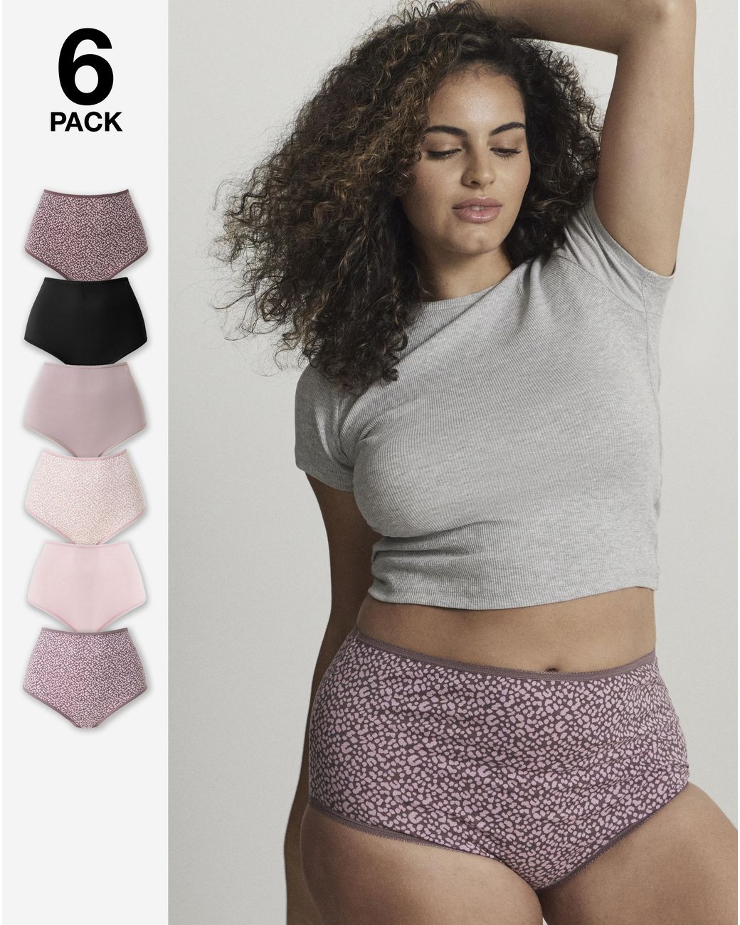 Pretty Secrets Gray 6 Pack Full Brief