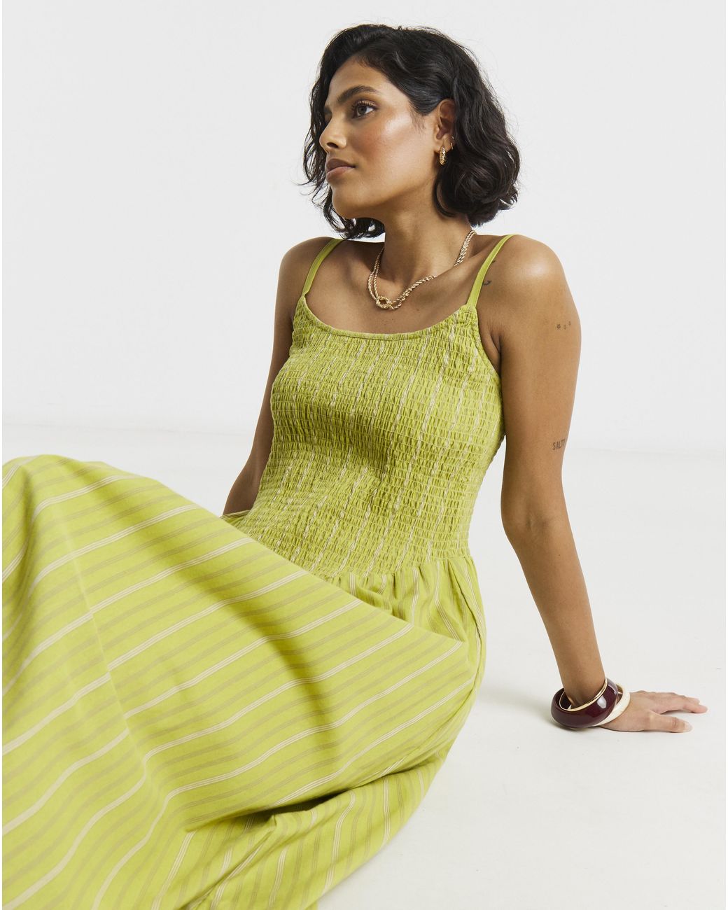 Native Youth Yellow Ny Shirred Bodice Cami