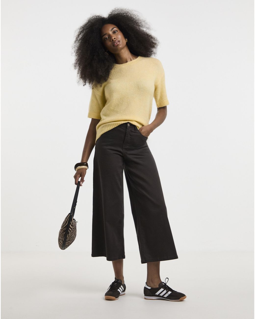 Simply Be Yellow Sponge Ss Boxy Knitted Tee