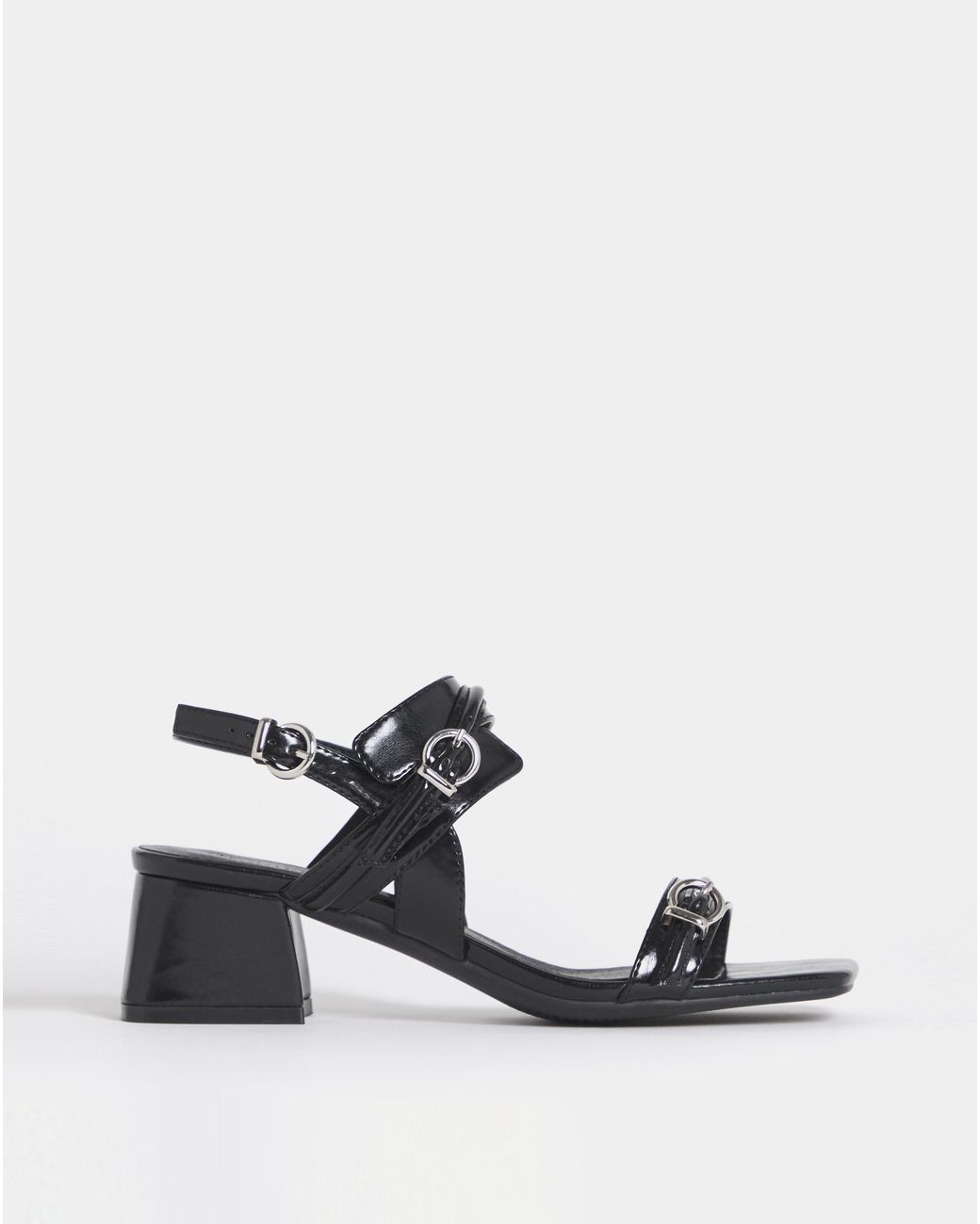 JD Williams Gray Two Strap Buckle Heels Ex Wide