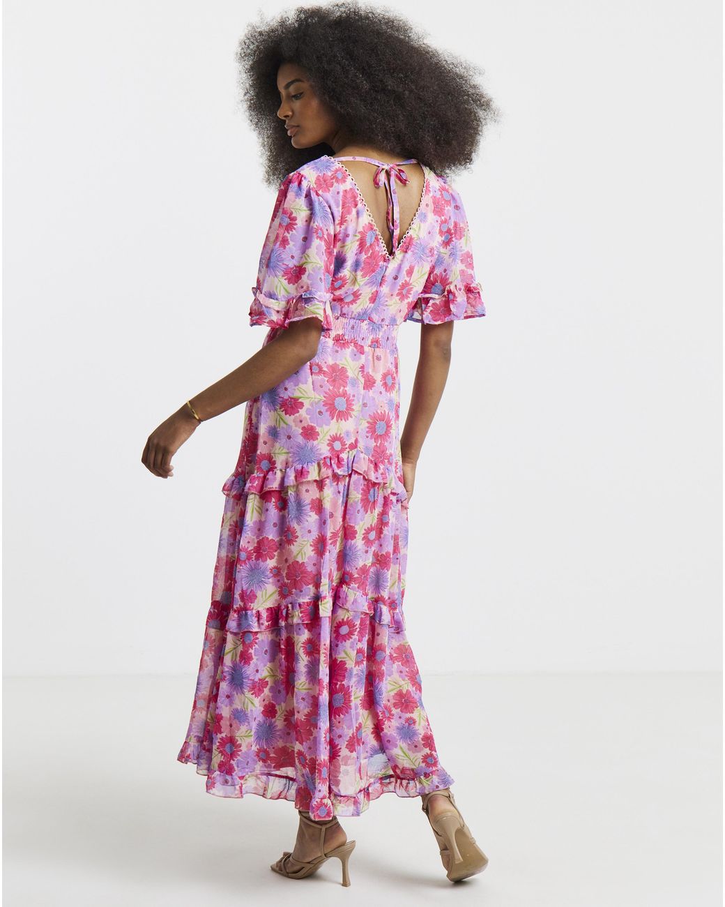 Simply Be Pink Floral Prairie Maxi Dress