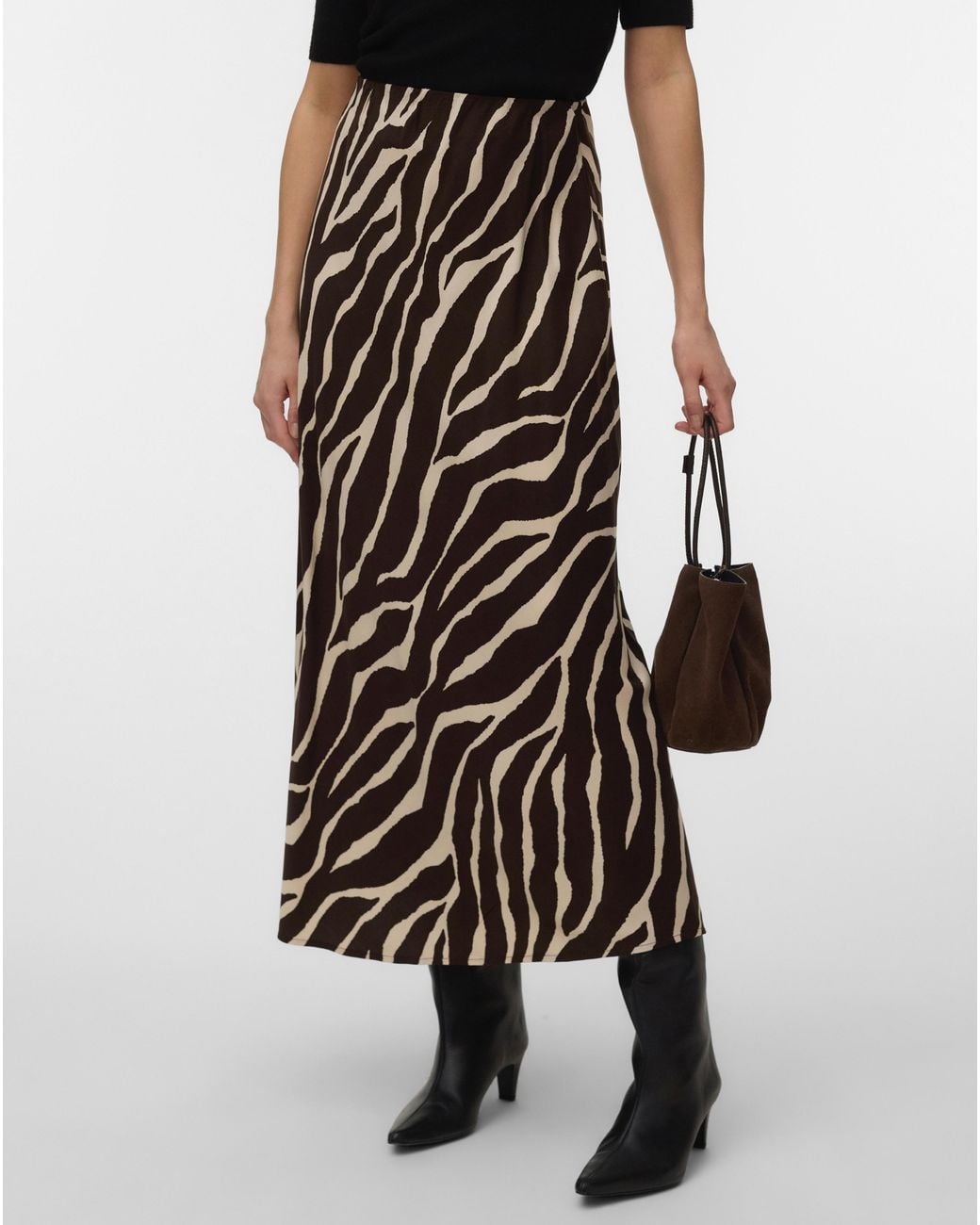 Vero Moda Black Maddie Zebra Ankle Skirt