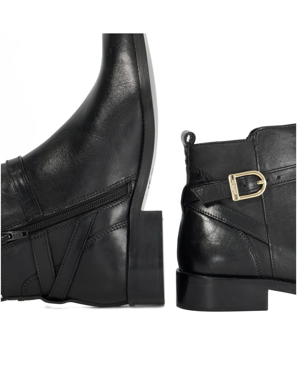 Dune Black Pemma Leather Ankle Boots Wide Fit