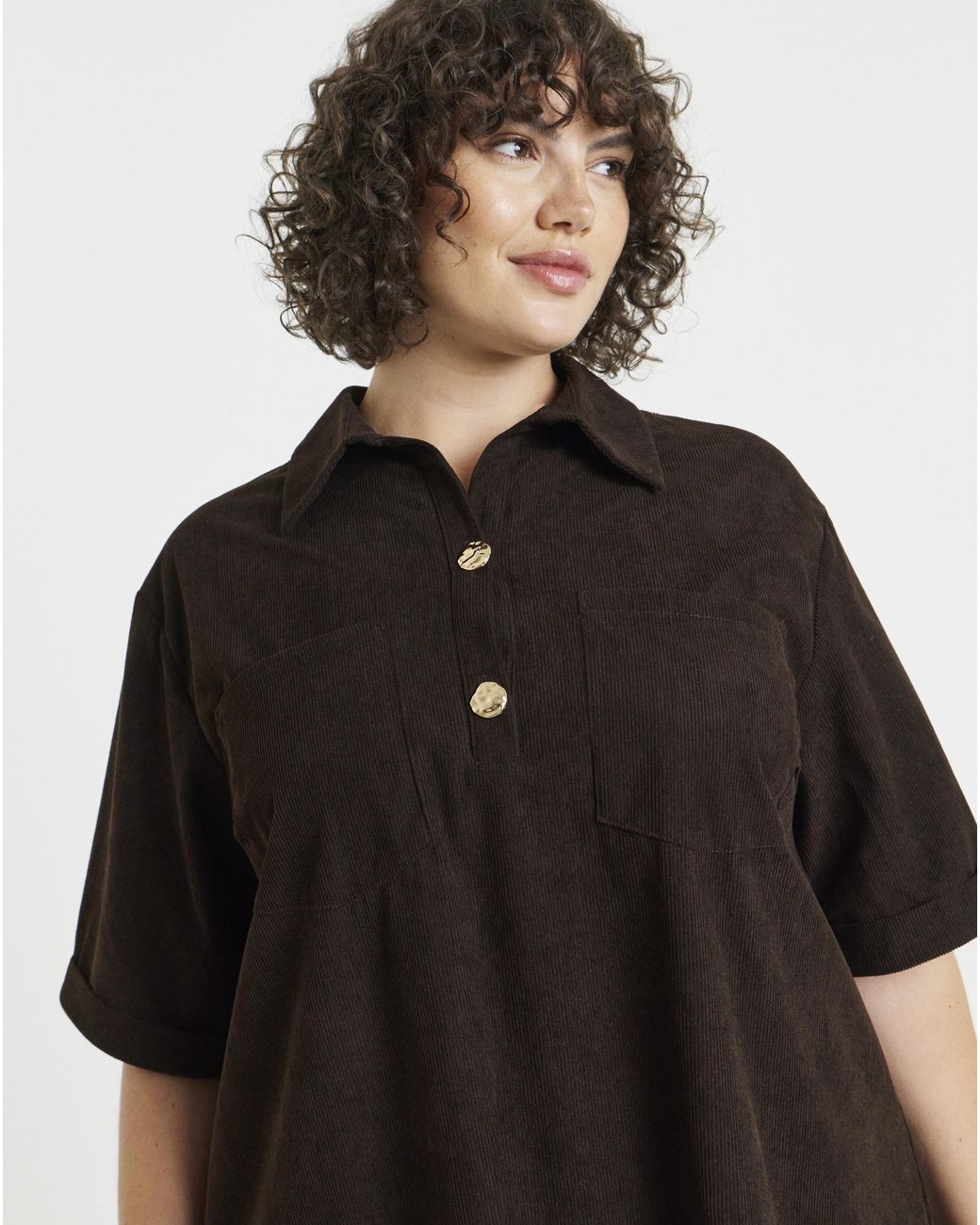 Simply Be Black Cord Shirt Dress