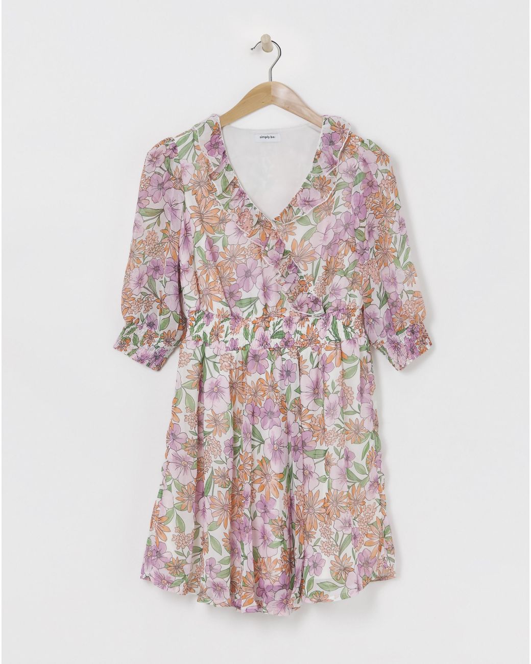 Simply Be Multicolor Wrap Georgette Skater Dress