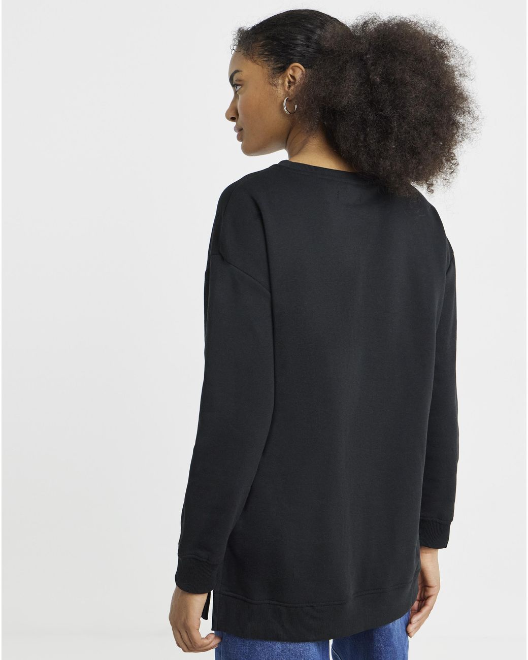 Simply Be Black Side Split Sweatshirt Tunic