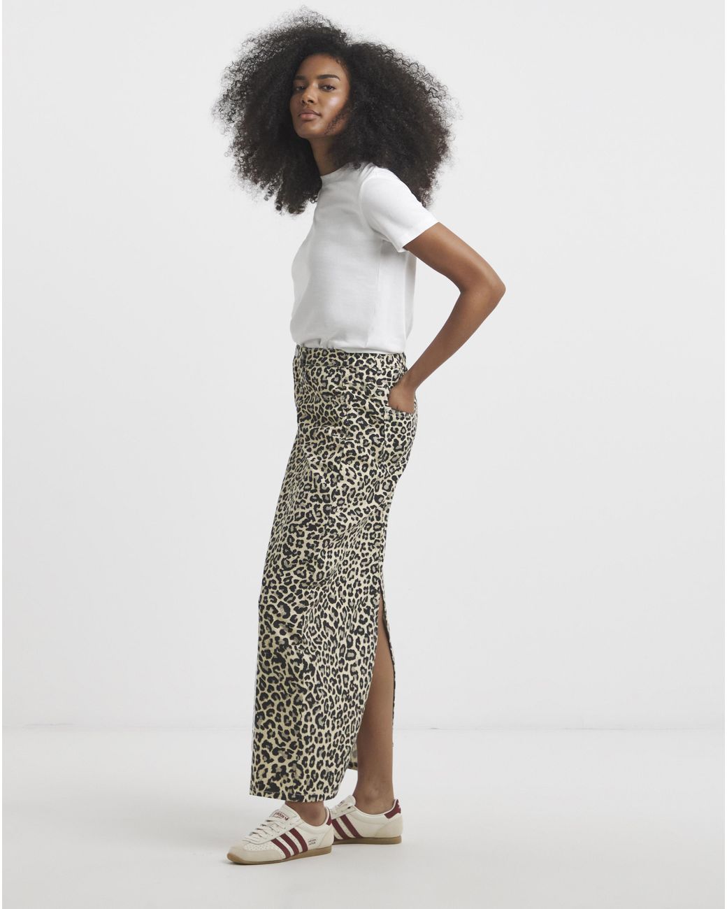 Simply Be White Sbe Print Denim Midaxi Skirt