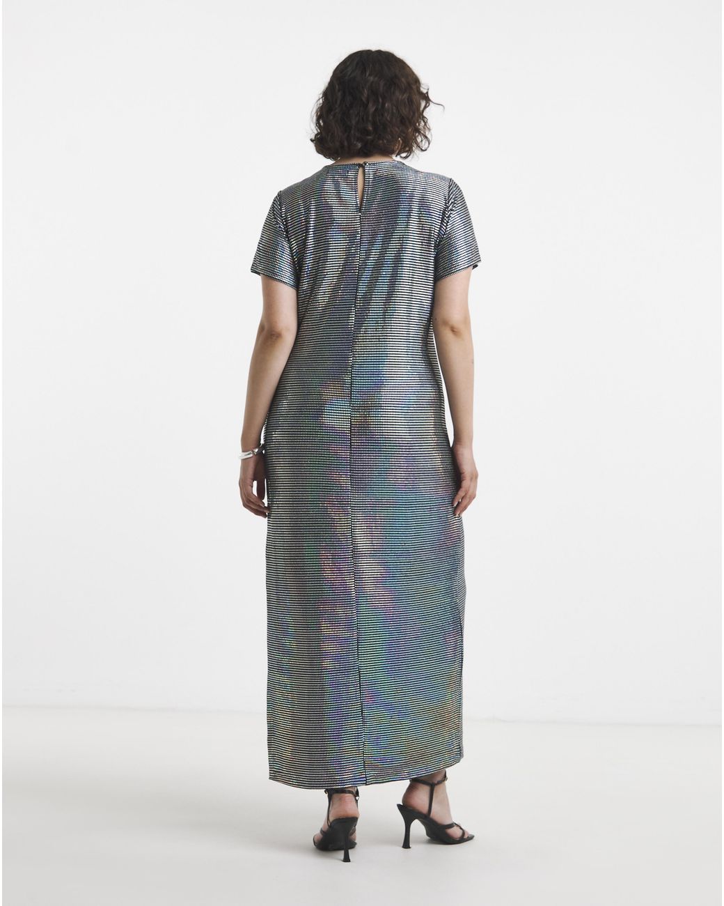 Simply Be White Irredescent Foil Midi Dress