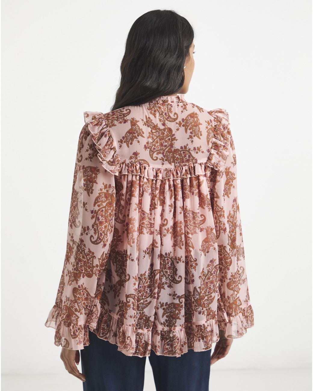 Simply Be Pink Chiffon Yoke Detail Blouse