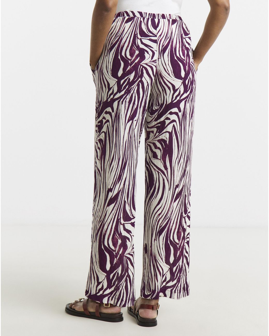 Simply Be White Crinkle Wide Leg Trouser