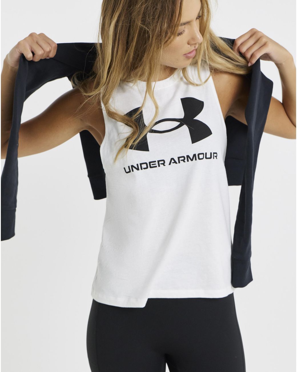 Under Armour White Logo Tank