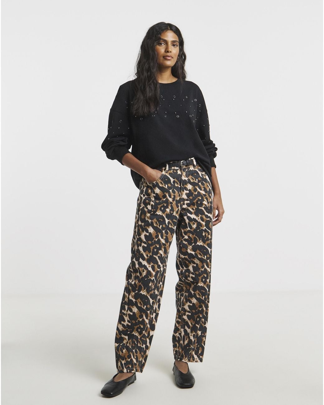 Simply Be Black Stud & Eyelet Sweatshirt