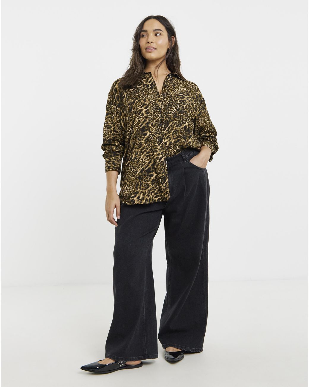 Simply Be Brown Viscose Printed Shirt