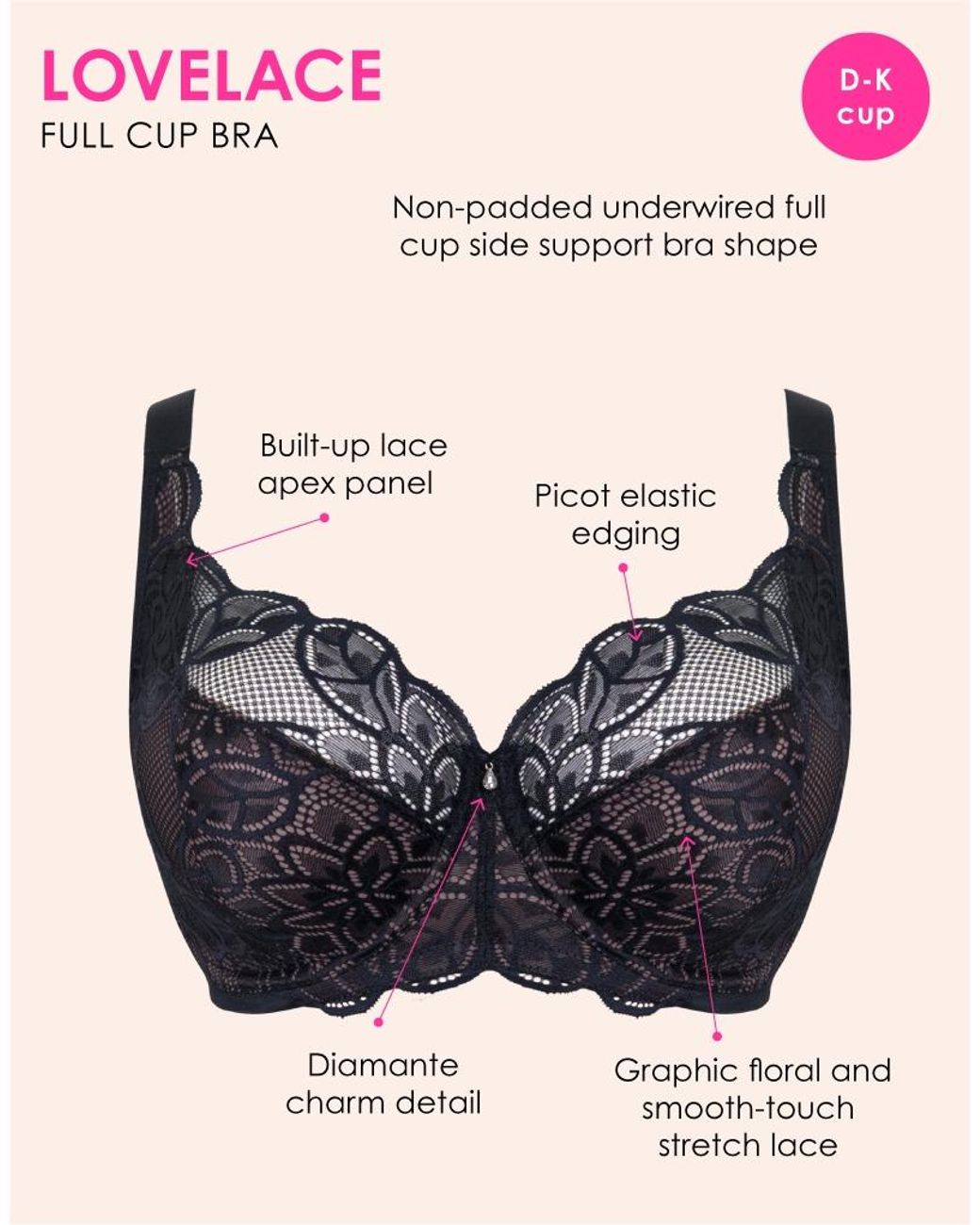 Curvy Kate Black Lovelace Balcony Wired Bra