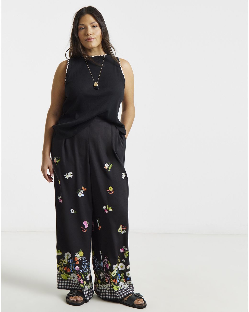 Simply Be Blue Fruit & Veg Print Trouser