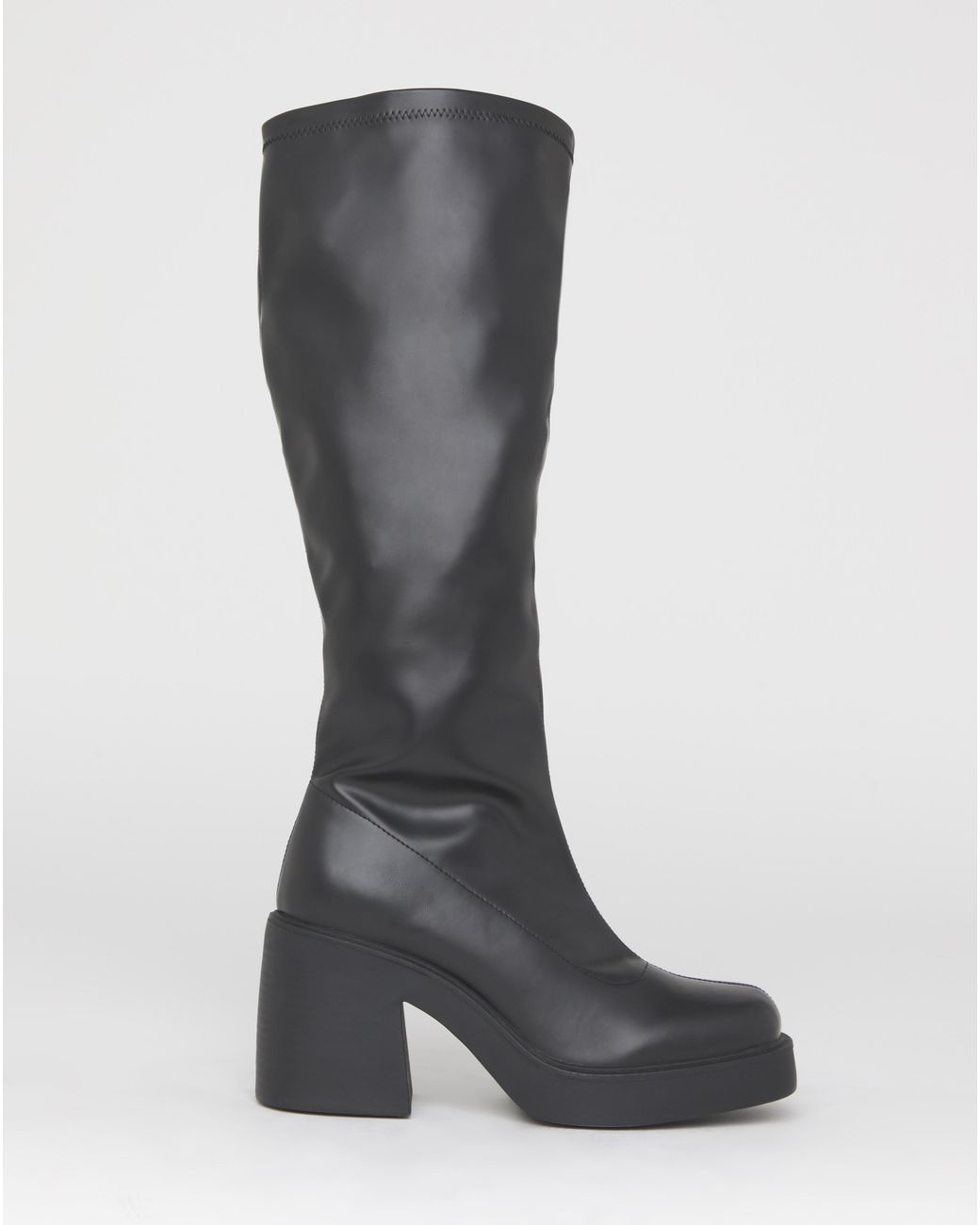 Simply Be Gray Block Heel Sock Knee Boot Ex Wide Sc