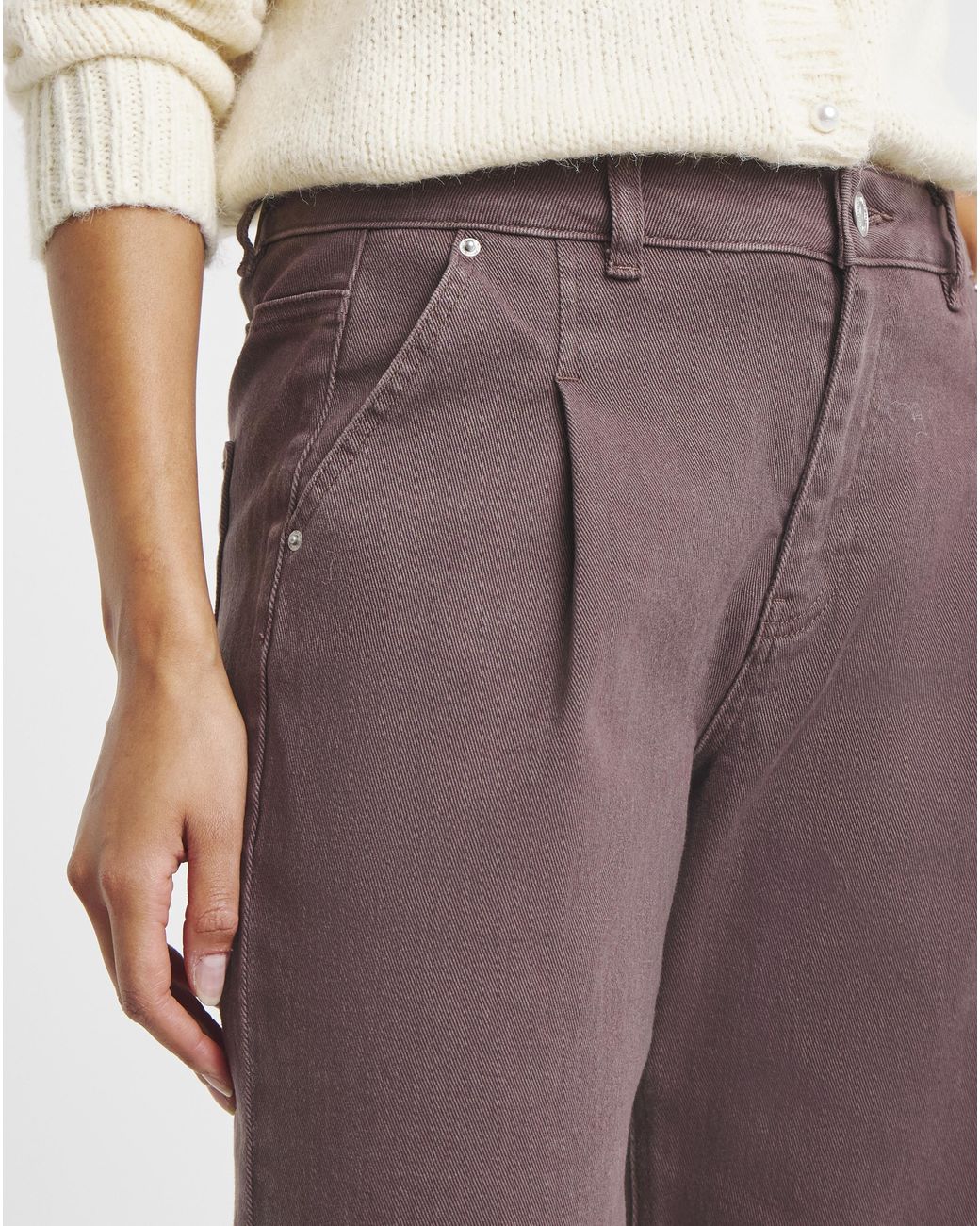 Simply Be Brown Sbe Milk Pleat Wide Jeans
