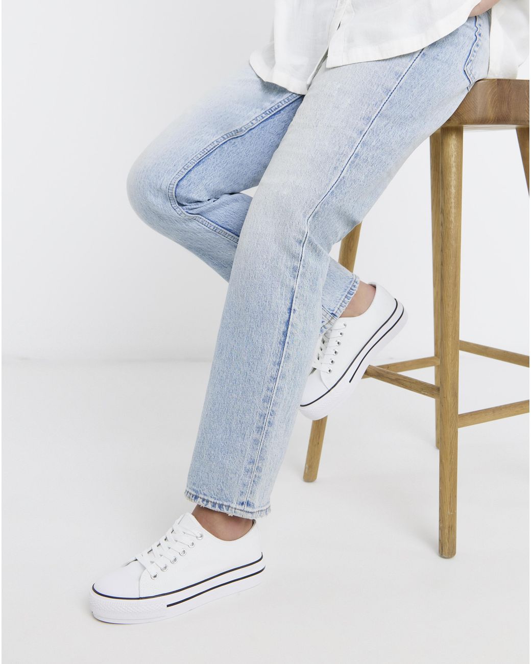 Simply Be Blue Low Cut Trainers Wide