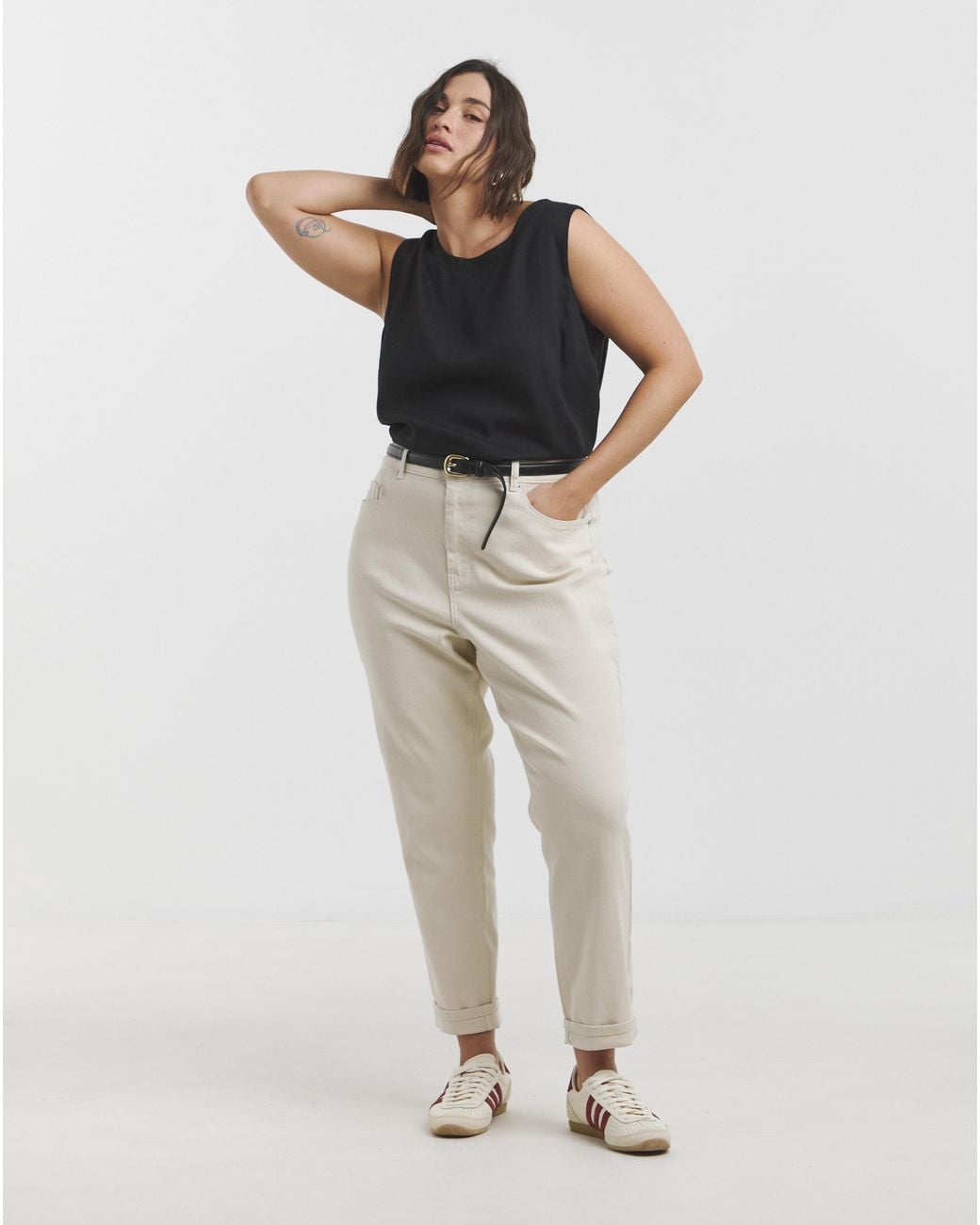 Simply Be White Off Loose Mom Jeans