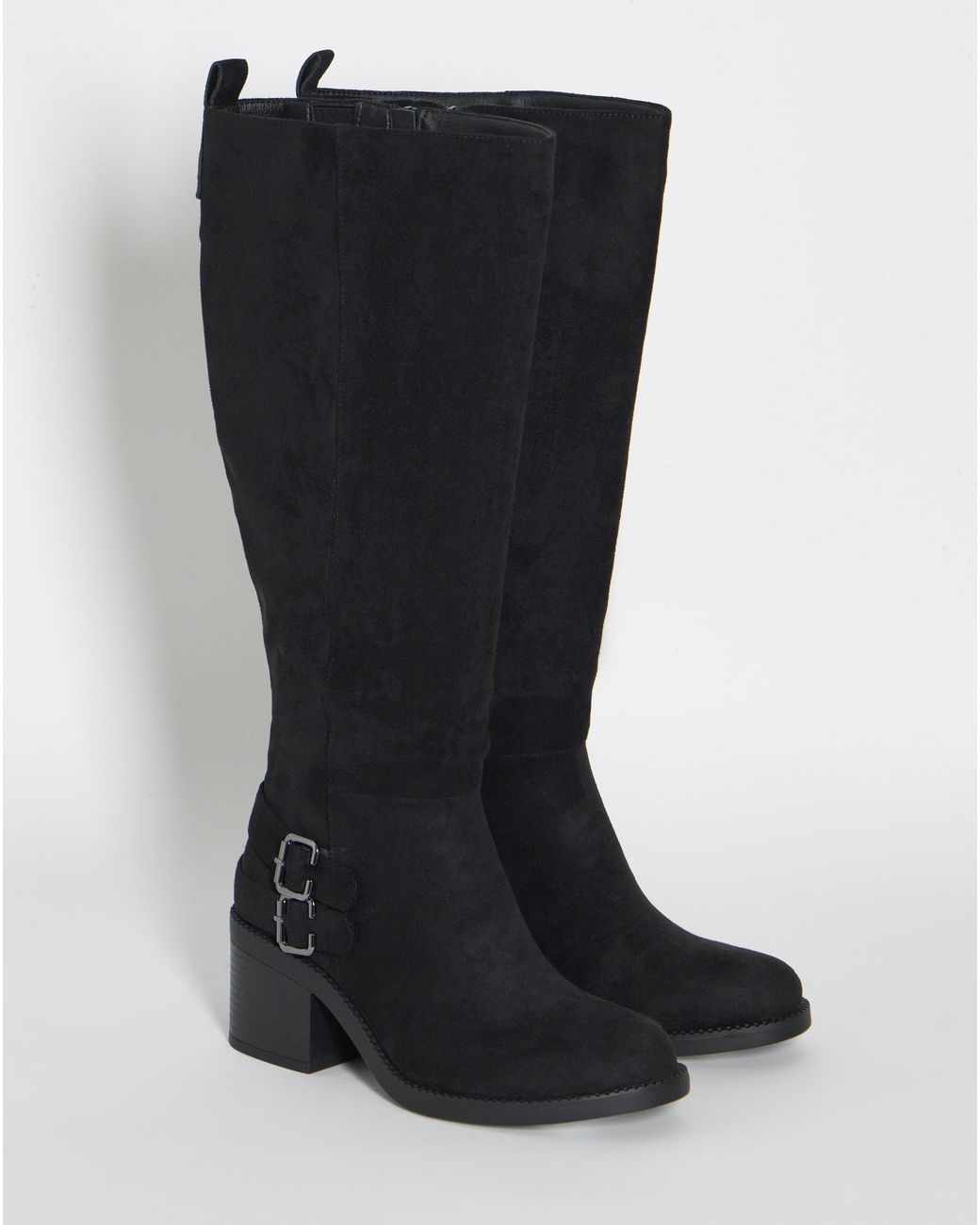 Simply Be Black Block Heel Knee High Boot Ex Wide Sc