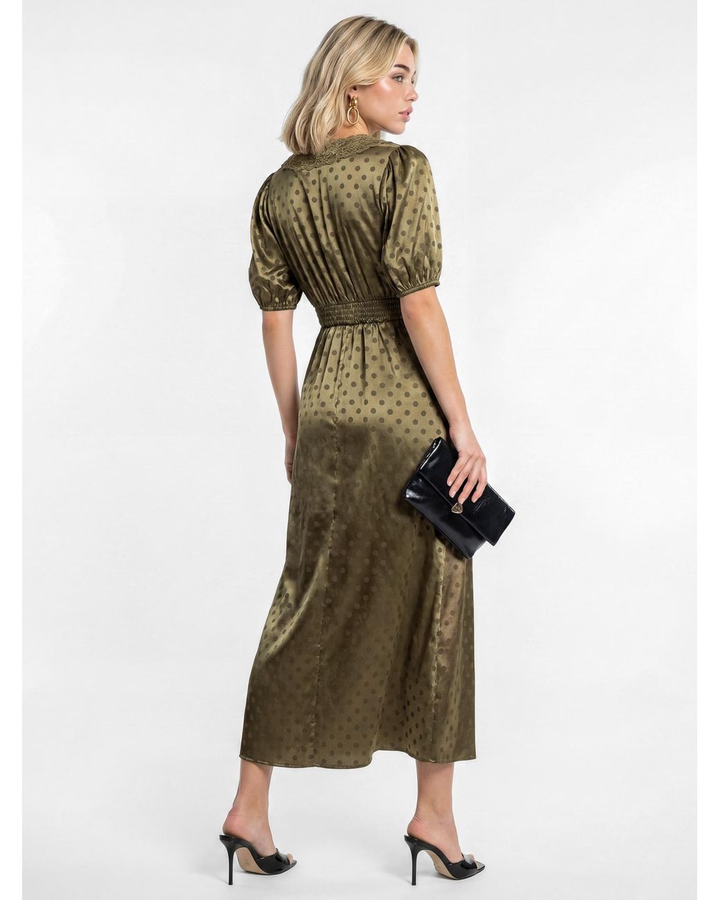 Lovedrobe Green Polka Dot Lace Midaxi Dress