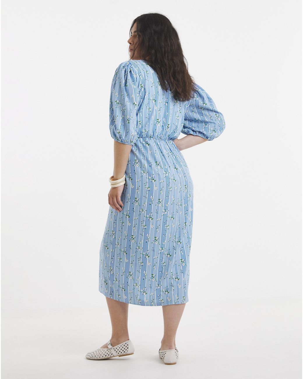 Simply Be Blue Stripe Historic Detail Midi Dress