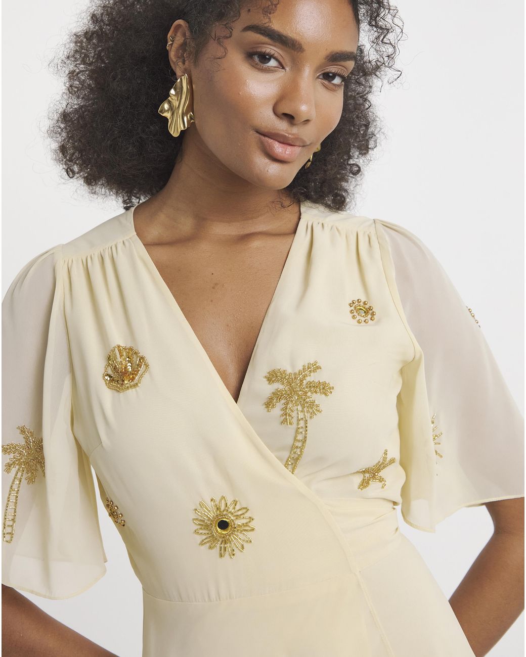 Hope & Ivy Metallic Vera Wrap Maxi Dress