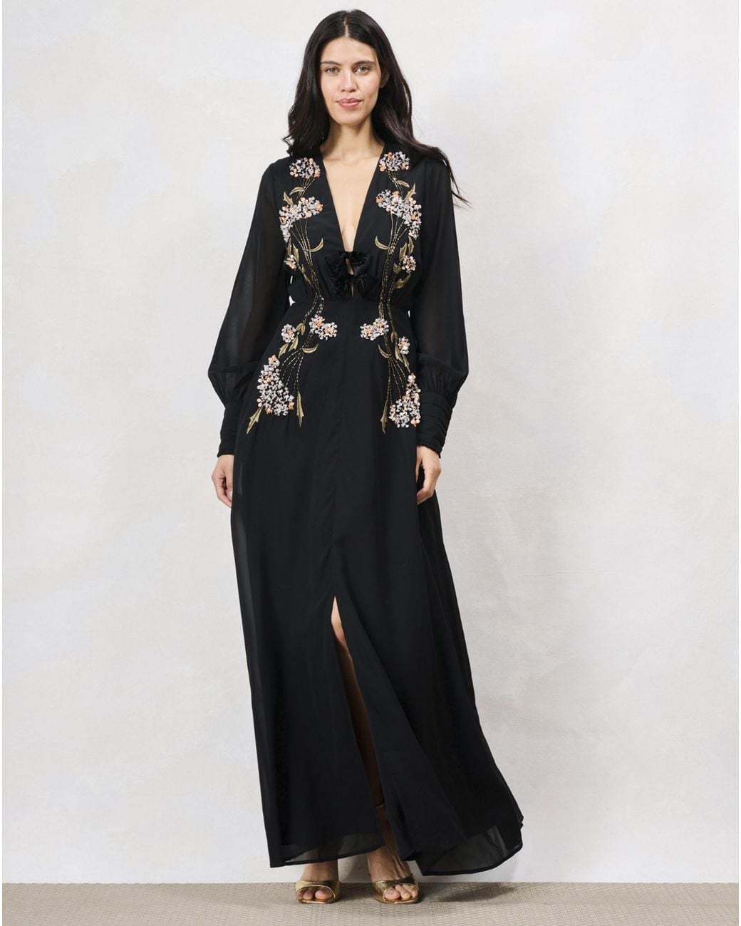 Hope & Ivy Black The Lilibet Embellished Dress