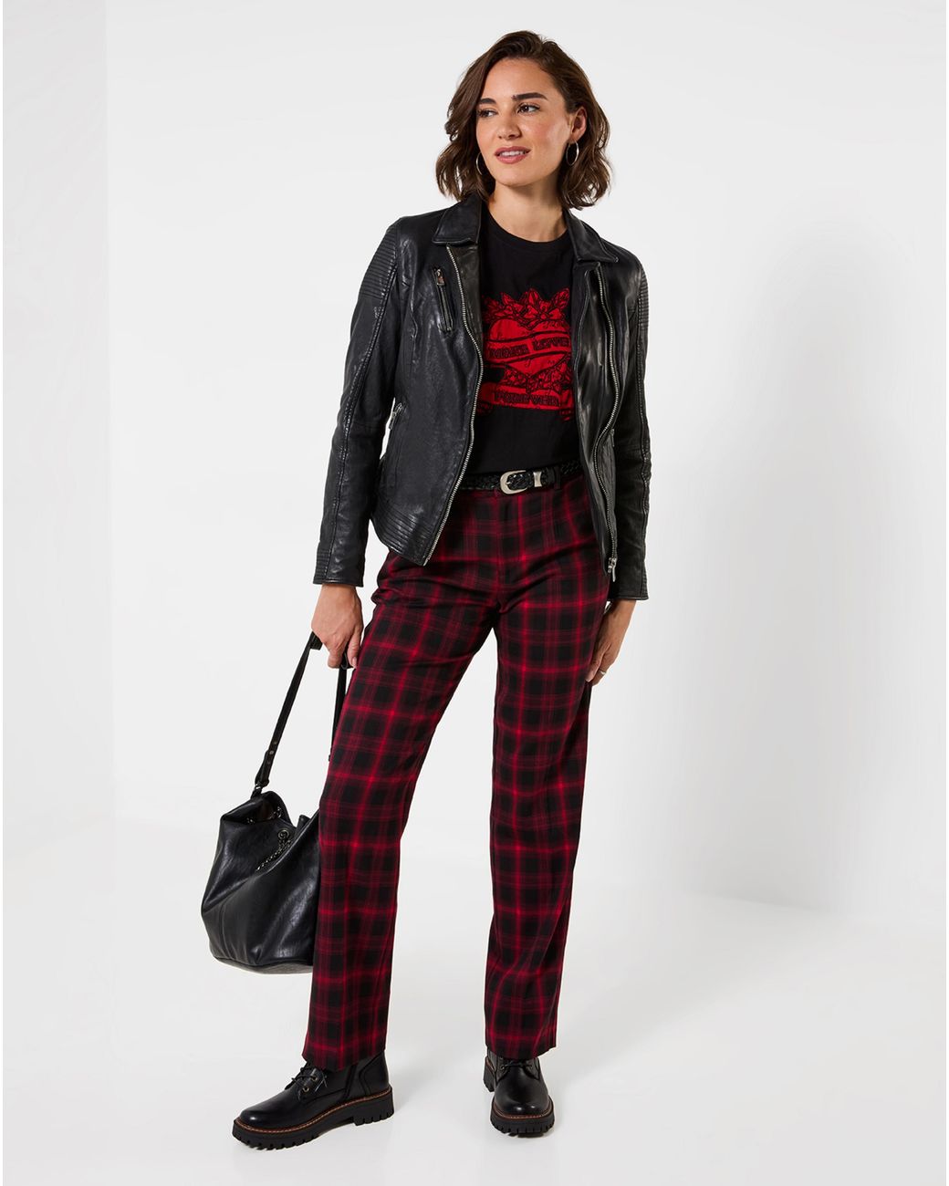 Joe Browns Red Checked Straight Leg Trouser
