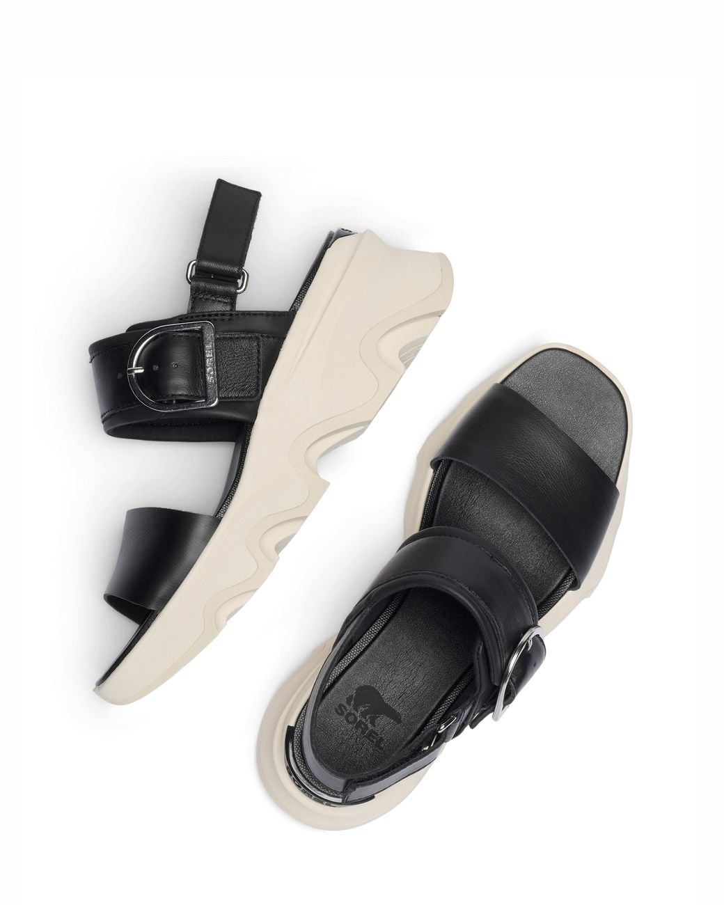 Sorel White Kinetic Impact Wedge Sandals