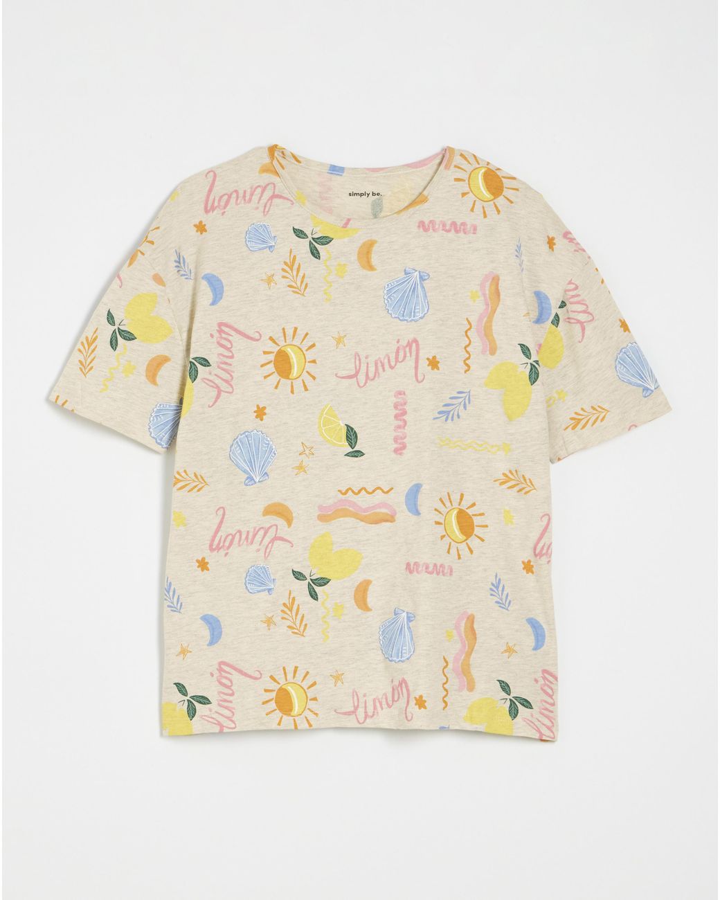 Simply Be Gray Lemon Print Value Shortie Set