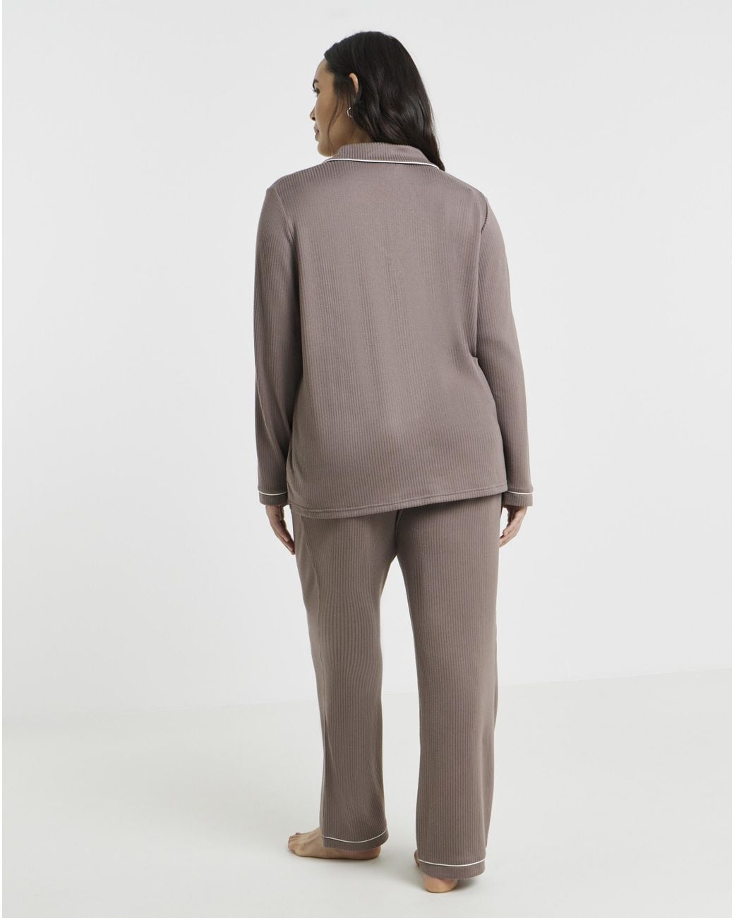 Pretty Secrets Brown Brushed Rib Pyjama Set