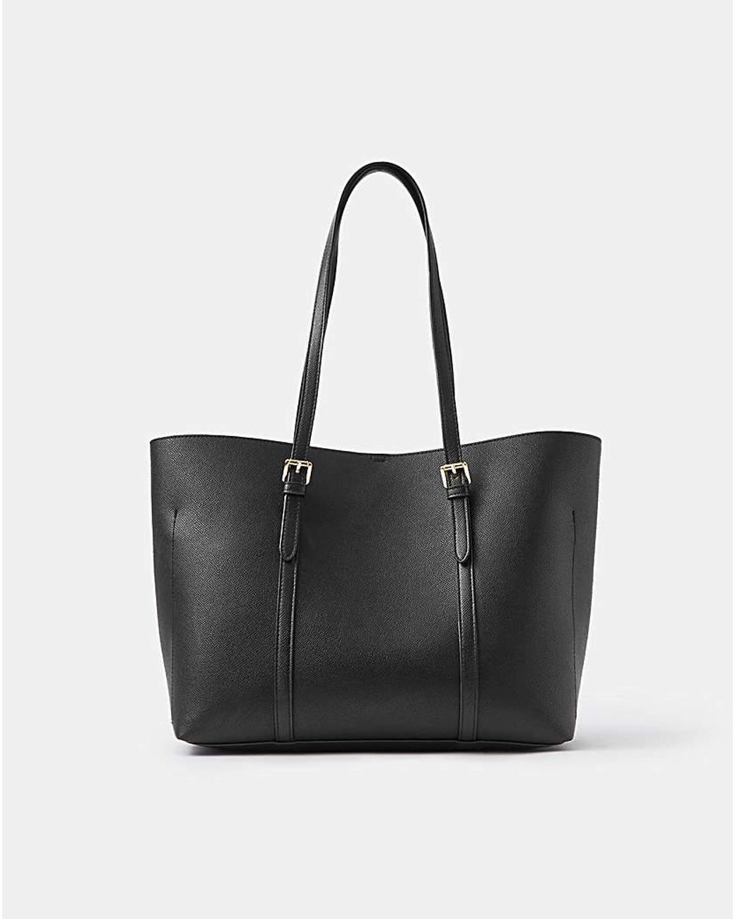 Accessorize Black Buckle Strap Laptop Tote Bag