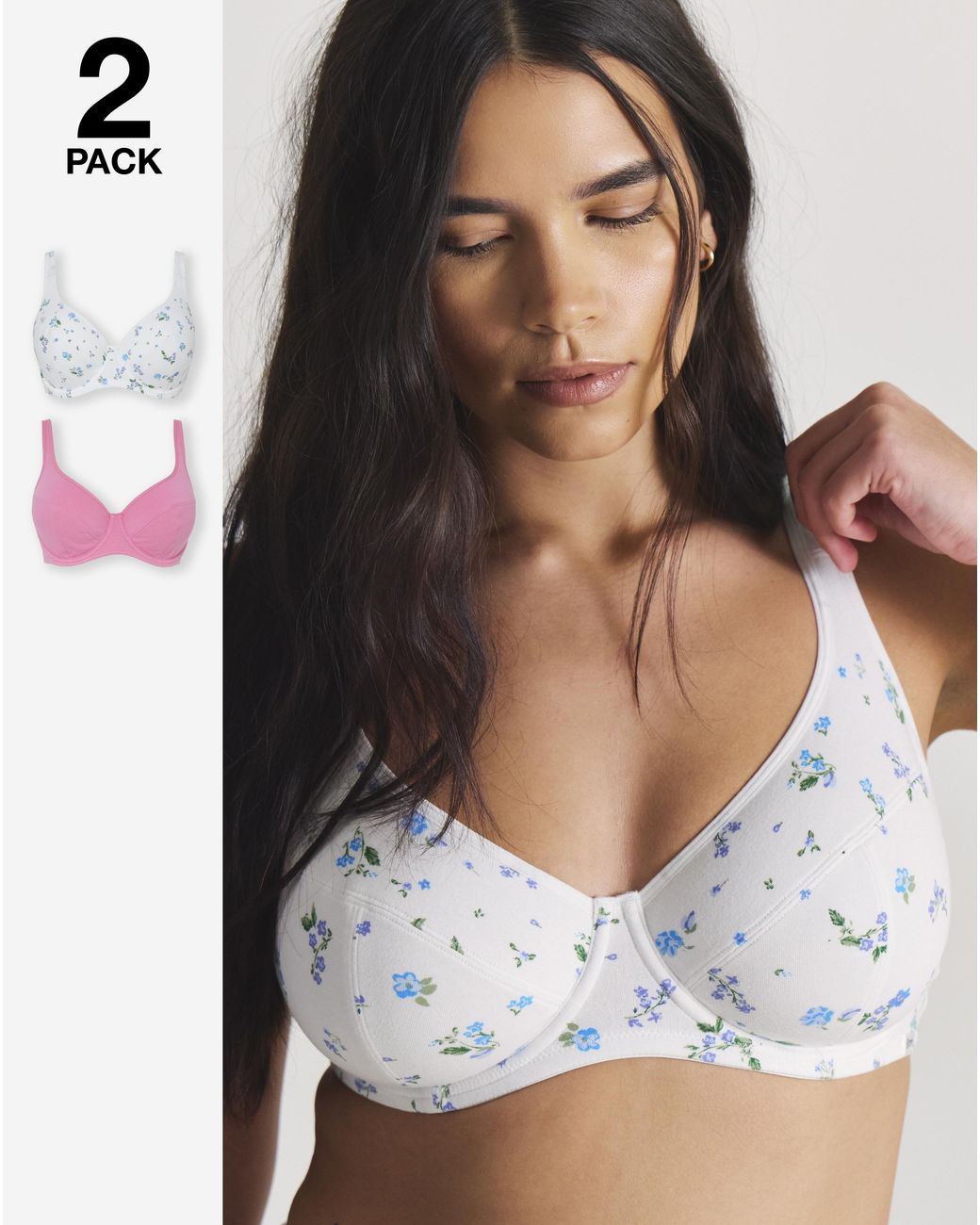 Slimma Multicolor 2 Pack Cotton Full Cup Bras