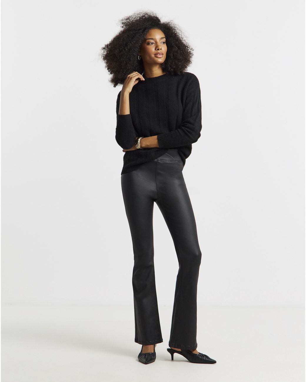Simply Be Black Coated Flare Jeggings