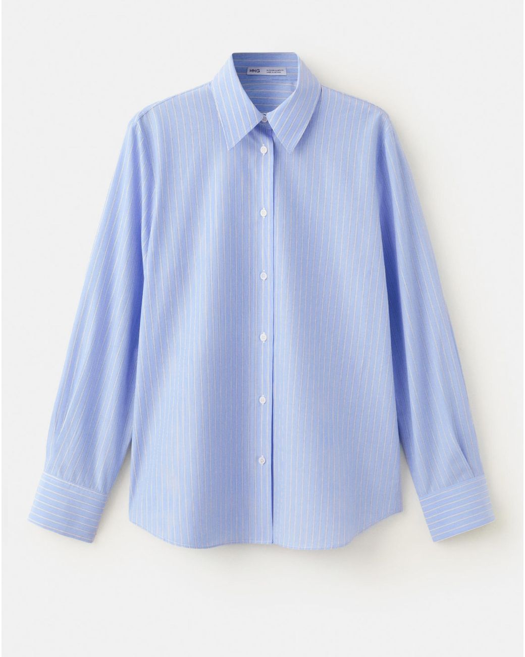 Mango Blue Cotton And Lyocell Blend Shirt