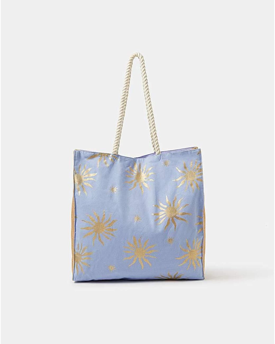 Accessorize Blue Sun Print Beach Tote Bag