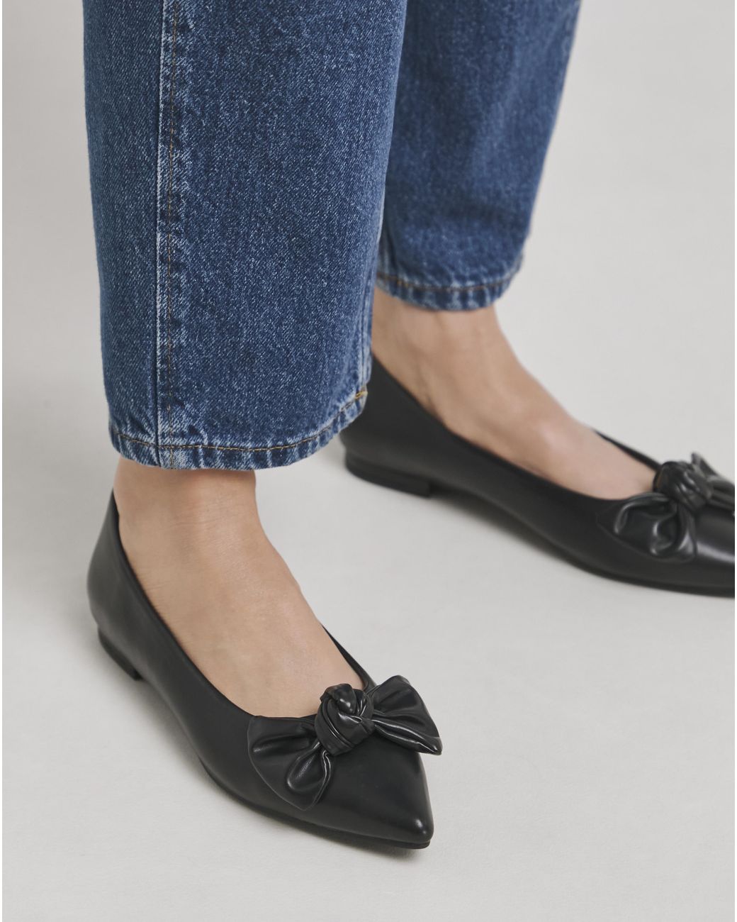Simply Be Blue Pointed Toe Flat Show With Bow Ex Wide