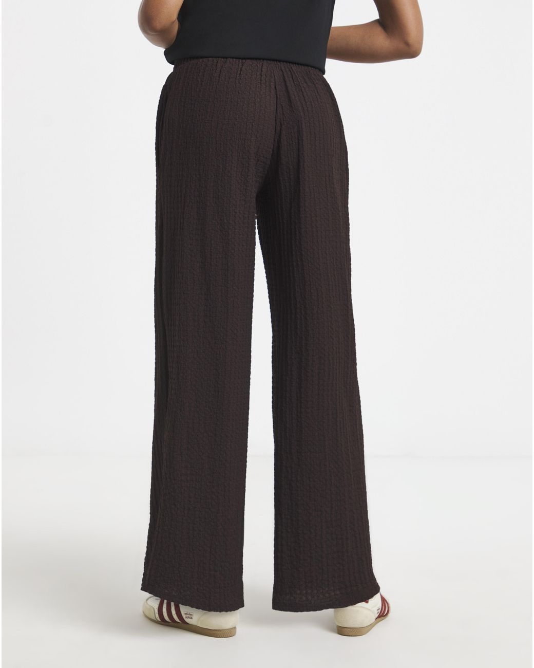 Simply Be Brown Jersey Textured Wide Leg Trousers