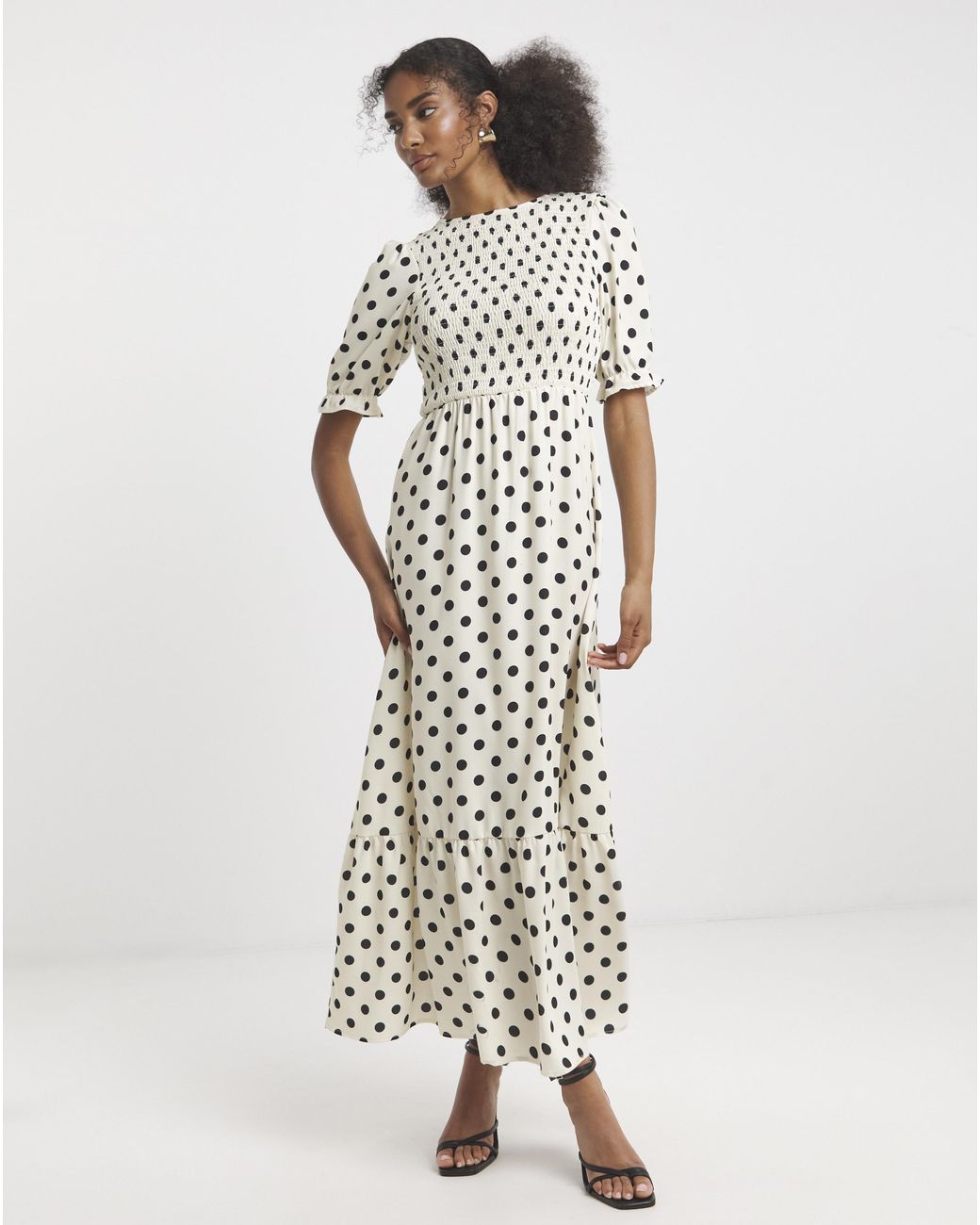 Flounce London White Spot Print Maxi Dress