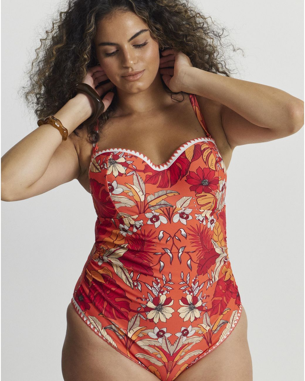 Figleaves Red Frida Bandeau Swimsuit Regular