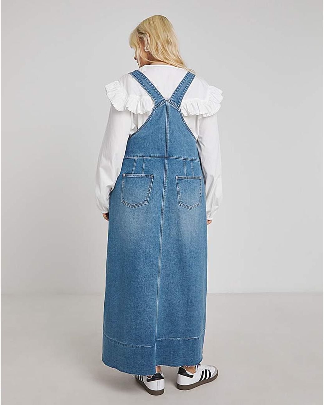 Simply Be Blue Denim Dungaree Dress