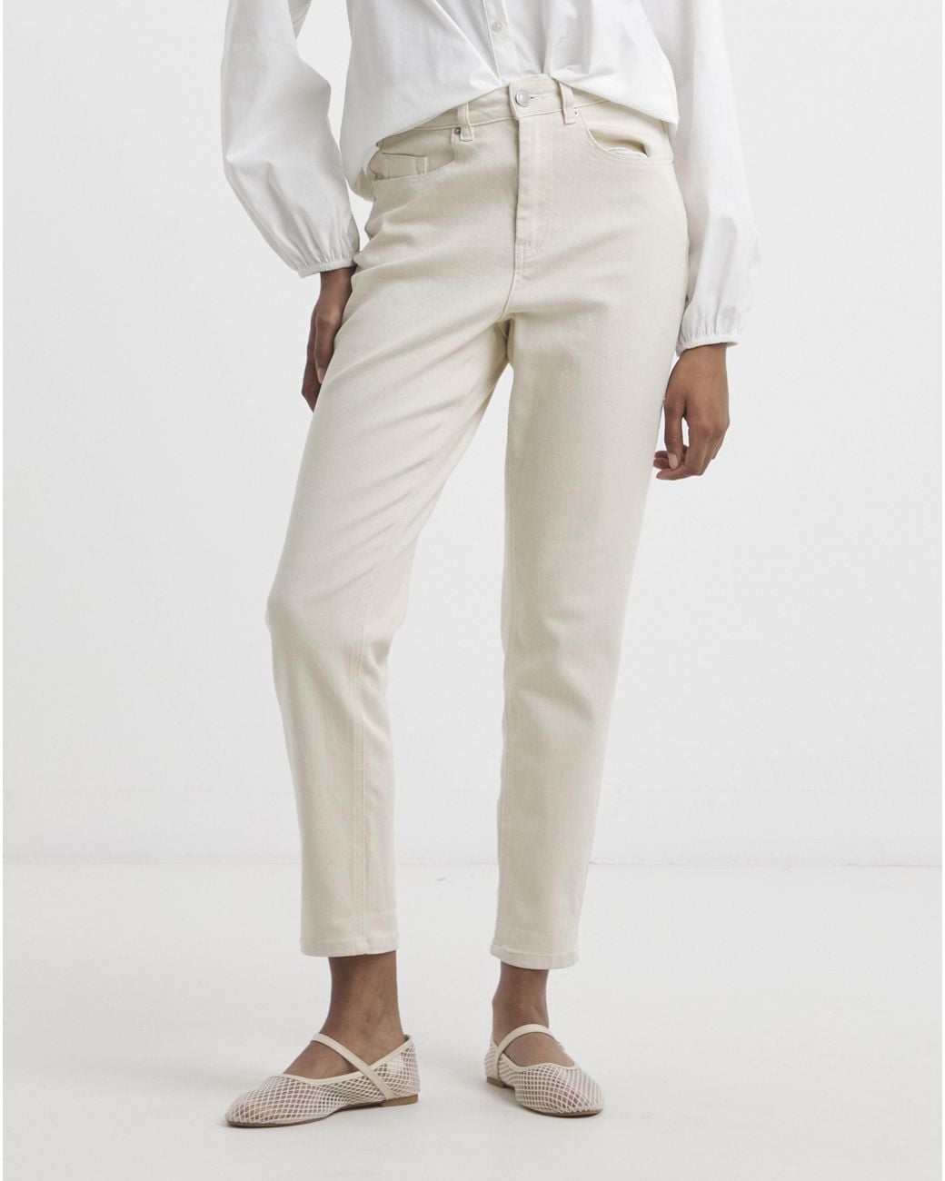 Simply Be White Off Loose Mom Jeans