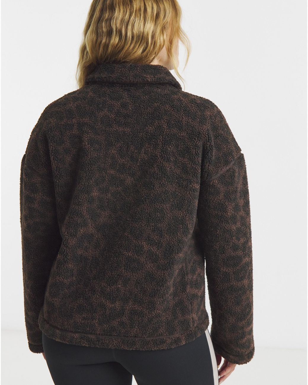 Sweaty Betty Black Collared Printed Fleece