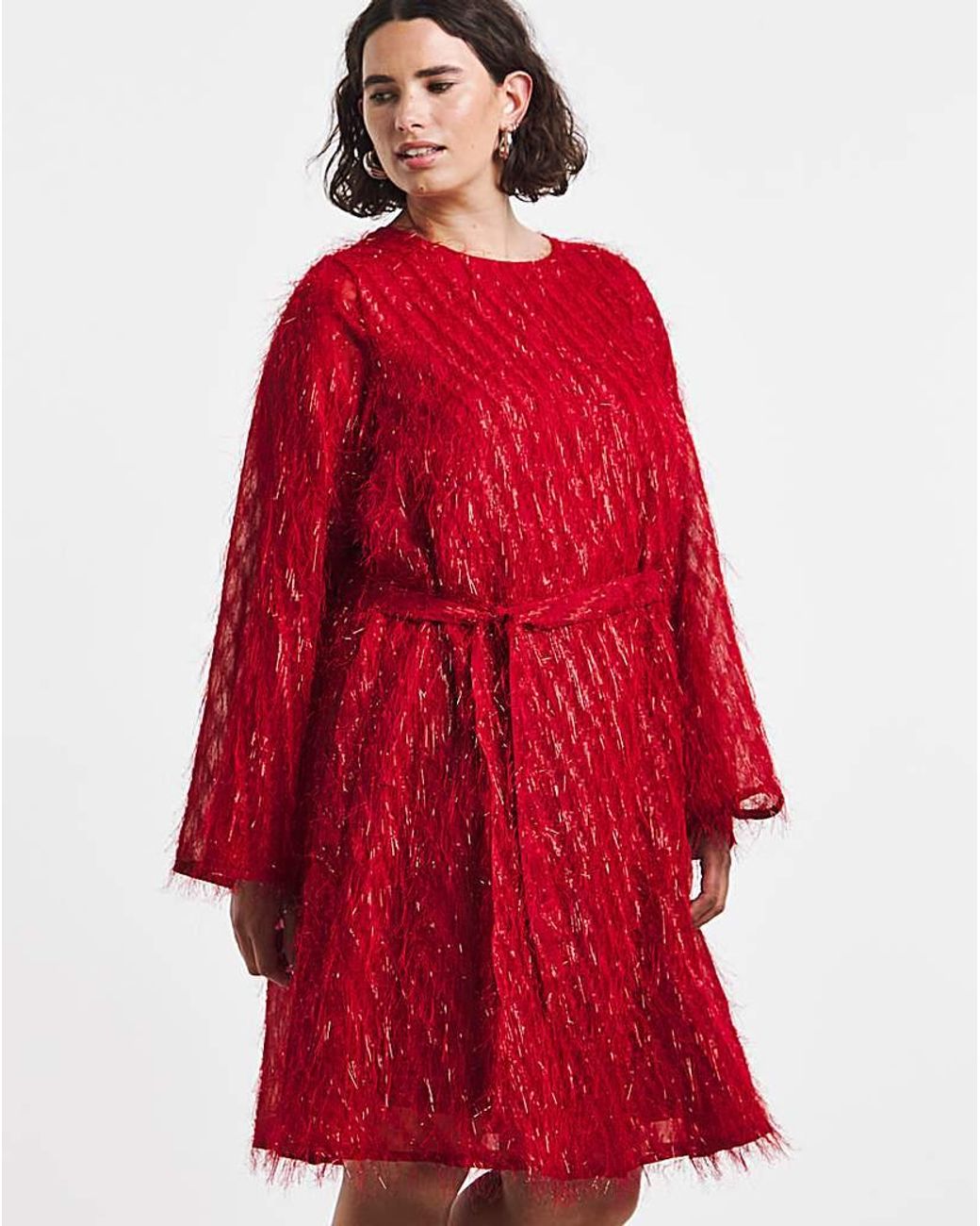 Vila Red O-Neck Short Belted Dress