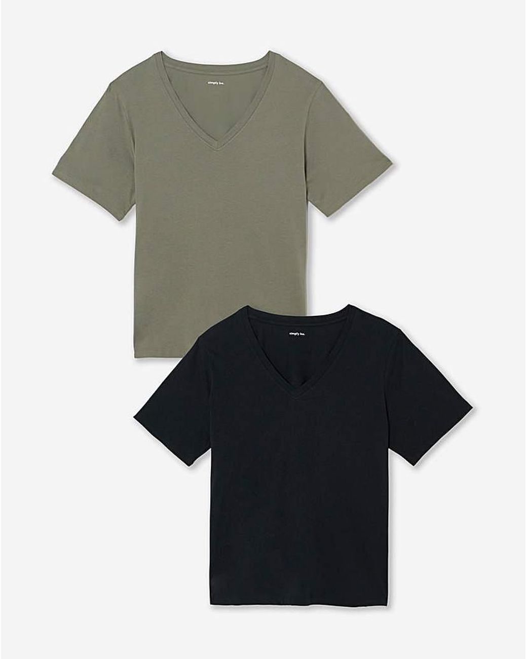Simply Be Multicolor 2 Pack V Neck T-Shirts