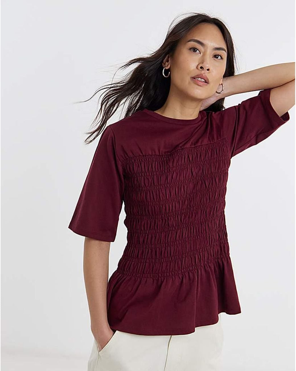 JD Williams Shirred Short Sleeve Top
