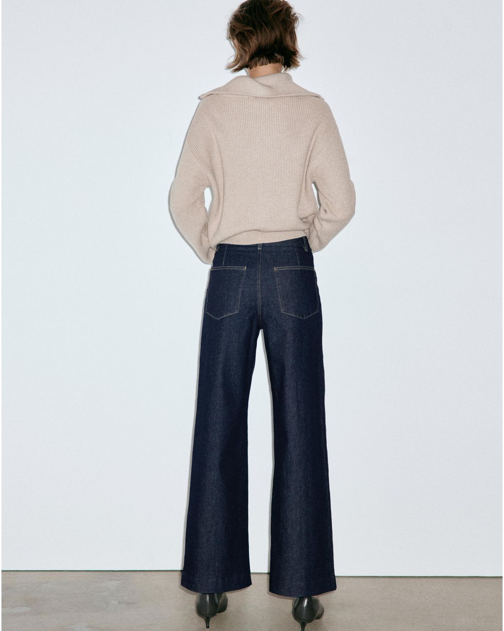 Mango Blue Paloma High Waisted Wide Leg Jean