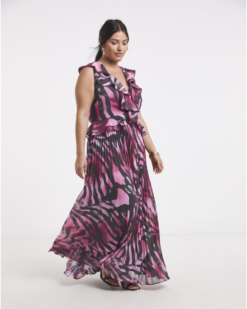Joanna Hope Purple Printed Pleated Dress